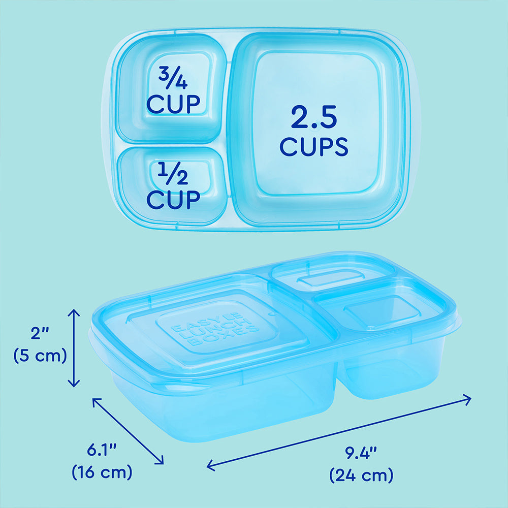 3-Compartment Food Containers - Jewel Brights