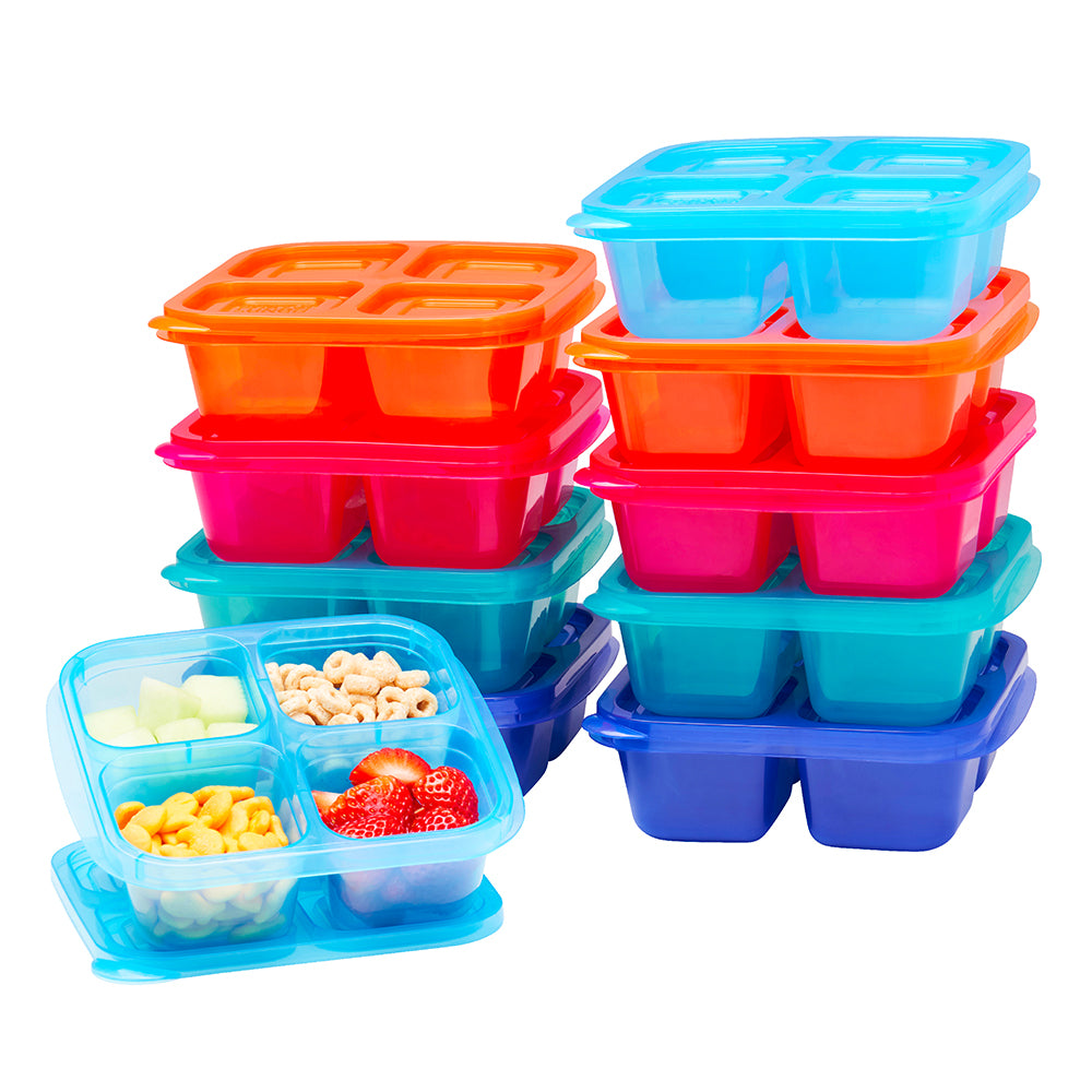 EasyLunchboxes - Bento Snack Boxes - Reusable 4-Compartment Food Containers  for School, Work and Travel, Set of 4, Classic, Snack Boxes Containers 