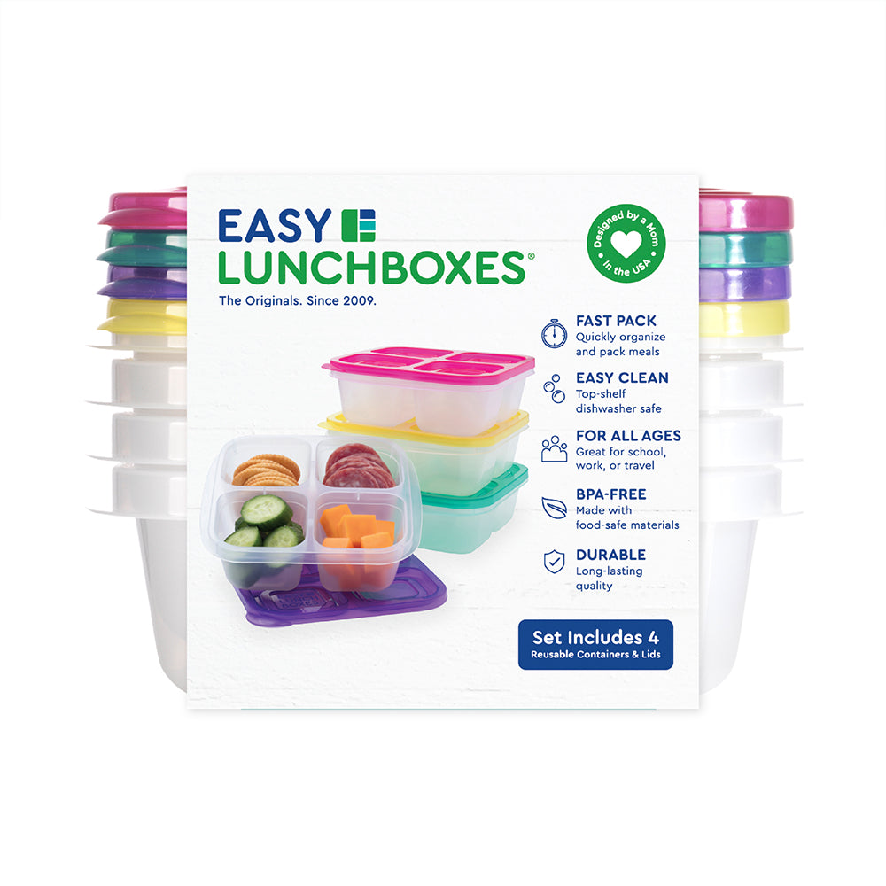 EasyLunchboxes 4-Compartment Snack Containers - Brights