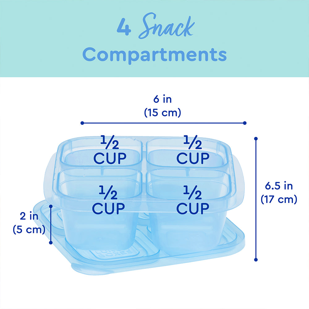 Easylunchboxes - Bento Snack Boxes - Reusable 4-Compartment Food Containers for School, Work and Travel, Set of 4, (Pastels)