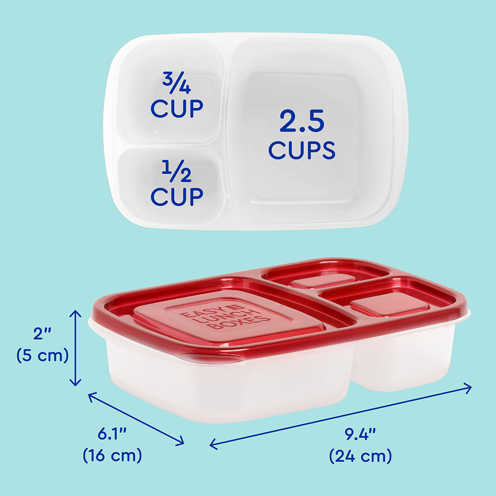 3-Compartment Food Containers Set of 10 - Classic