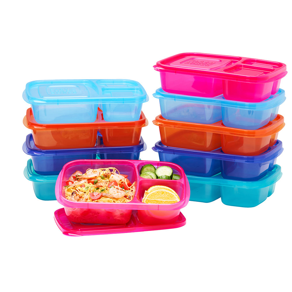 Easylunchboxes 3-Compartment Bento Lunch Box Containers Set of 4 Classic