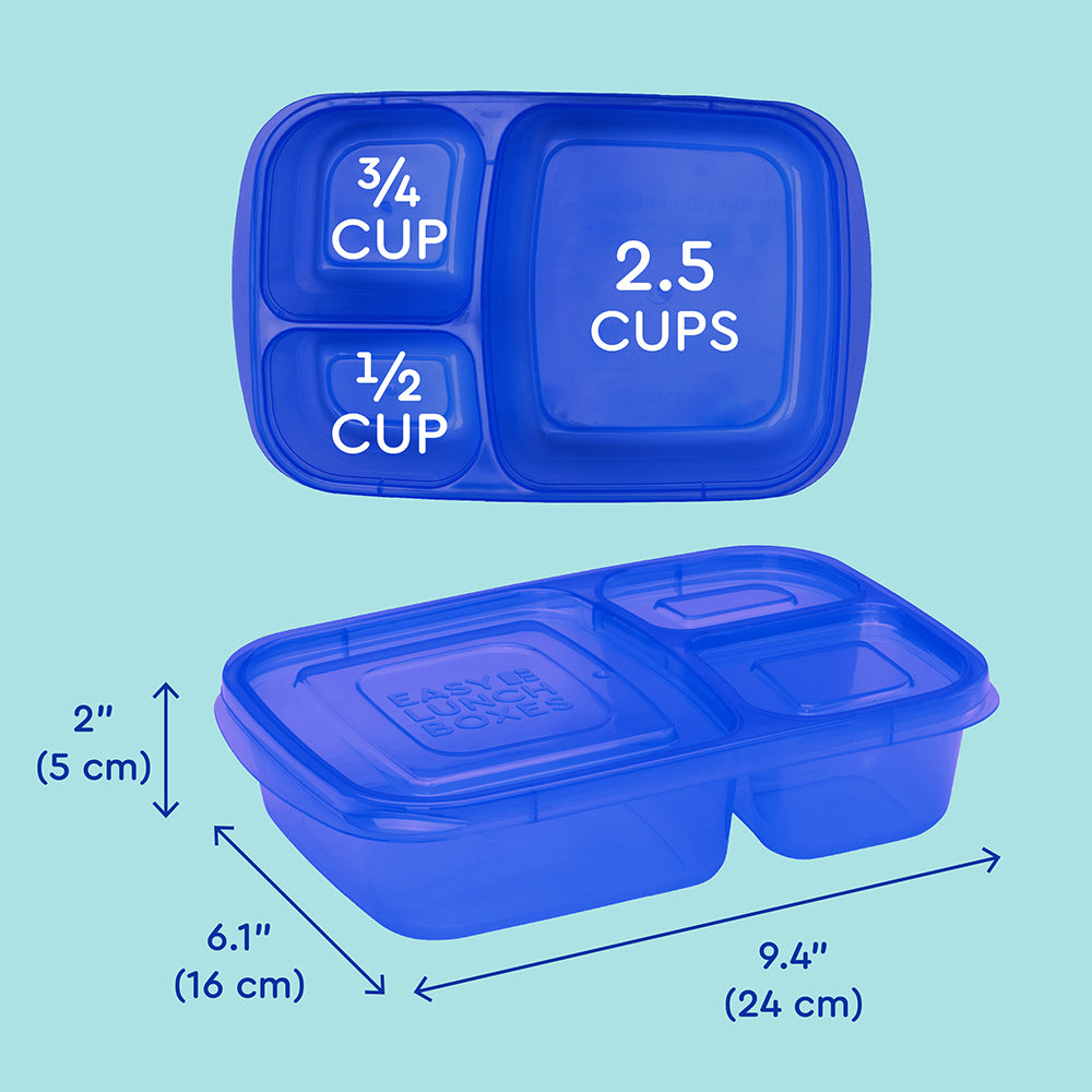 Easylunchboxes 3-Compartment Bento Lunch Box Containers Set of 4 Brights
