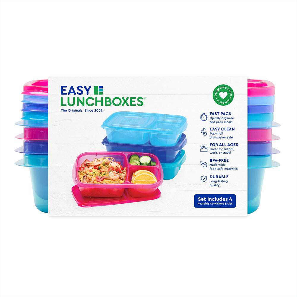 3-Compartment Food Containers - Jewel Brights