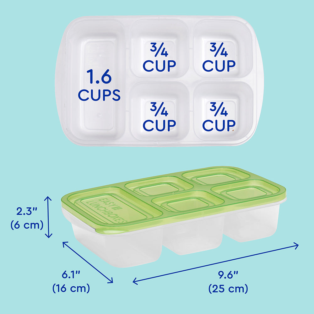 EasyLunchboxes - Bento Lunch Boxes - Reusable 5-Compartment Food Containers  for School, Work, and Travel, Set of 4, (Classic)